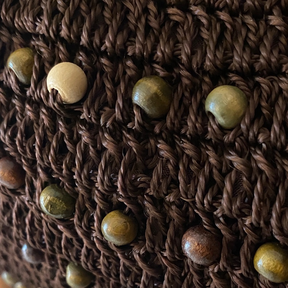 Chic Chocolate Brown Beaded Crocheted Slouchy Hobo Shoulder Bag, NWOT - Picture 3 of 14